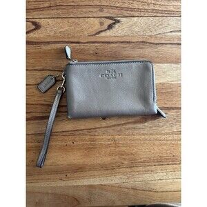 Coach Double Zip wallet/wristlet Gunmetal Leather